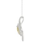 14K WHITE GOLD 1 1/2CT ROUND/YELLOW PEAR DIAMOND LADIES PENDANT WITH CHAIN - Image 3