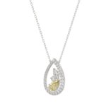 14K WHITE GOLD 1 1/2CT ROUND/YELLOW PEAR/MARQUISE DIAMOND LADIES PENDANT WITH CHAIN - Image 3