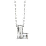 14K WHITE GOLD 1 1/3CT FANCY CUT ALPHABET DIAMOND LADIES PENDANT WITH CHAIN
