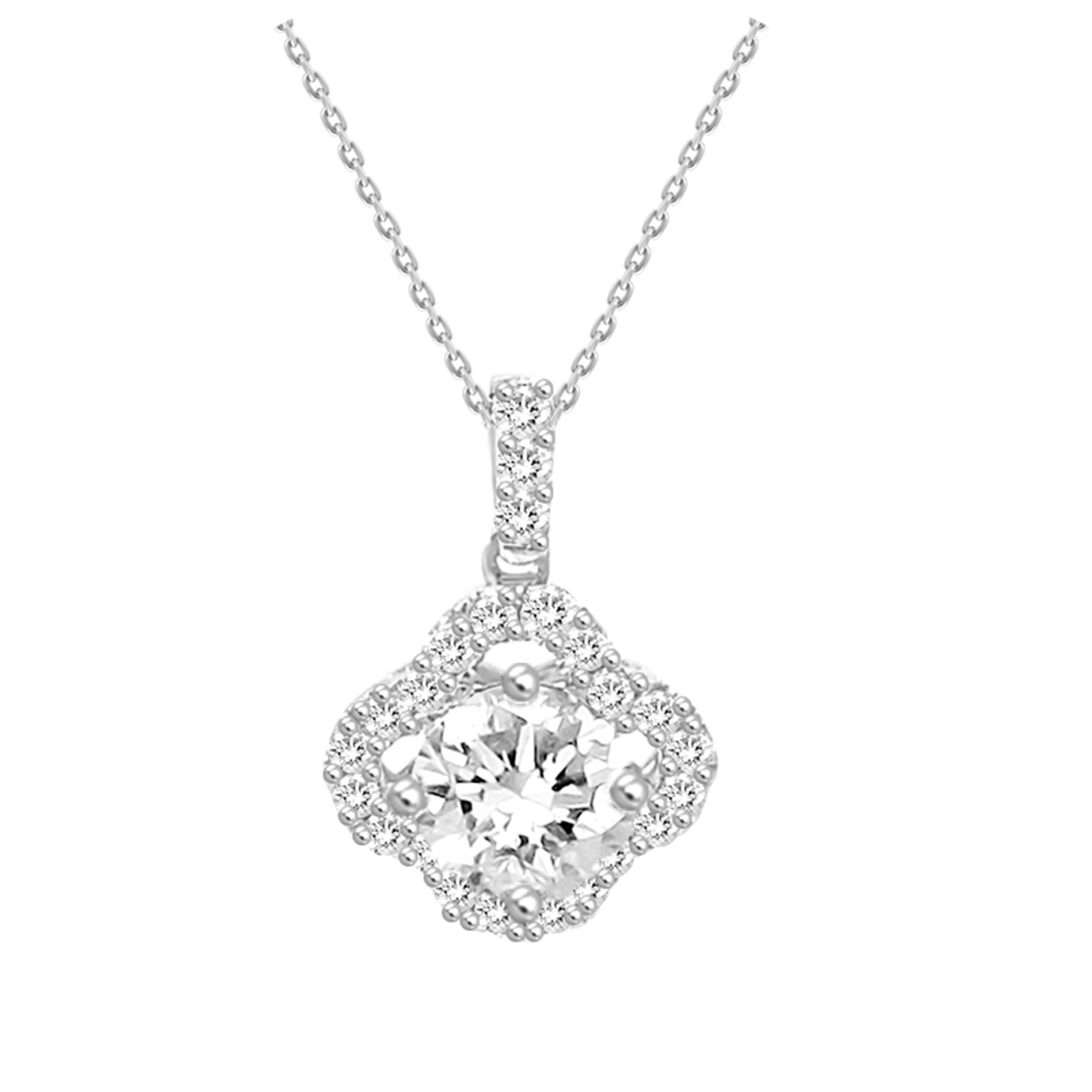 14K WHITE GOLD 1 1/4CT ROUND/DIAMOND LADIES PENDANT - Image 1