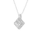 14K WHITE GOLD 1 1/4CT ROUND/PRINCESS DIAMOND LADIES PENDANT WITH CHAIN (CENTER STONE PRINCESS DIAMOND 1CT - Image 3