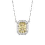 14K WHITE GOLD 1 1/4CT ROUND/YELLOW EMERALD DIAMOND LADIES PENDANT WITH CHAIN (YELLOW EMERALD DIAMOND 1.00CT)
