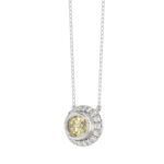 14K WHITE GOLD 1 1/4CT ROUND/YELLOW OVAL DIAMOND NECKLACE  (CENTER STONE OVAL DIAMOND 1CT) - Image 3
