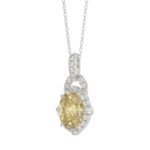 14K WHITE GOLD 1 3/4CT ROUND/YELLOW OVAL DIAMOND LADIES PENDANT WITH CHAIN - Image 3