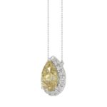 14K WHITE GOLD 1 3/4CT ROUND/YELLOW PEAR DIAMOND LADIES PENDANT WITH CHAIN (CENTER STONE PEAR DIAMOND 1 1/2CT) - Image 3