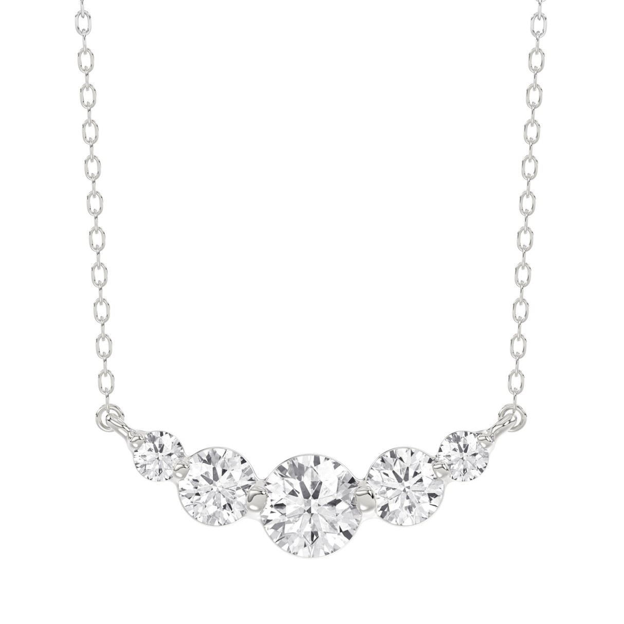 14K WHITE GOLD 1/2CT ROUND DIAMOND LADIES NECKLACE - Image 1