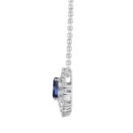 14K WHITE GOLD 2 1/4CT ROUND/MARQUISE/BLUE SAPPHIRE OVAL DIAMOND LADIES PENDANT WITH CHAIN (BLUE SAPPHIRE OVAL DIAMOND 1 1/4CT) - Image 2