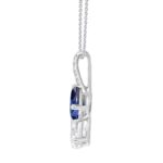 14K WHITE GOLD 2.00CT ROUND/OVAL/BLUE SAPPHIRE PEAR DIAMOND LADIES PENDANT - Image 2