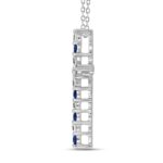 14K WHITE GOLD 3/4CT ROUND DIAMOND LADIES PENDANT (BLUE SAPPHIRE ROUND DIAMOND 3/8CT) - Image 2