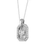 14K WHITE GOLD 3/4CT ROUND DIAMOND LADIES PENDANT WITH CHAIN - Image 3