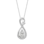14K WHITE GOLD 3/4CT ROUND/PEAR DIAMOND LADIES PENDANT WITH CHAIN