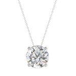 14K WHITE GOLD 4.00CT OVAL DIAMOND SOLITAIRE LADIES PENDANT WITH CHAIN