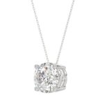 14K WHITE GOLD 4.00CT OVAL DIAMOND SOLITAIRE LADIES PENDANT WITH CHAIN - Image 3