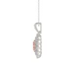 14K WHITE GOLD CRAFTED WITH 18K YELLOW GOLD BACK PLATE 1 1/2CT ROUND/PINK OVAL DIAMOND LADIES PENDANT WITH CHAIN - Image 2
