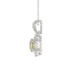 14K WHITE GOLD CRAFTED WITH 18K YELLOW GOLD BACK PLATE 1 1/3CT ROUND/BAGUETTE/YELLOW CUSHION DIAMOND LADIES PENDANT WITH CHAIN - Image 2
