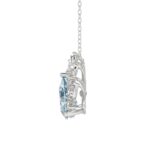 14K WHITE GOLD CRAFTED WITH 18K YELLOW GOLD BACK PLATE 1 1/4CT ROUND/BLUE PEAR/BAGUETTE DIAMOND LADIES NECKLACE WITH CHAIN - Image 2