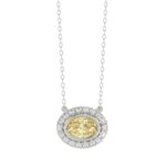 14K WHITE/YELLOW GOLD 1 1/4CT ROUND/YELLOW OVAL DIAMOND NECKLACE  (CENTER STONE OVAL DIAMOND 1CT)