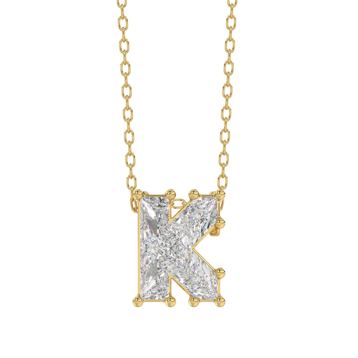 14K YELLOW GOLD 1 1/2CT FANCY CUT ALPHABET DIAMOND LADIES PENDANT WITH CHAIN - Image 1