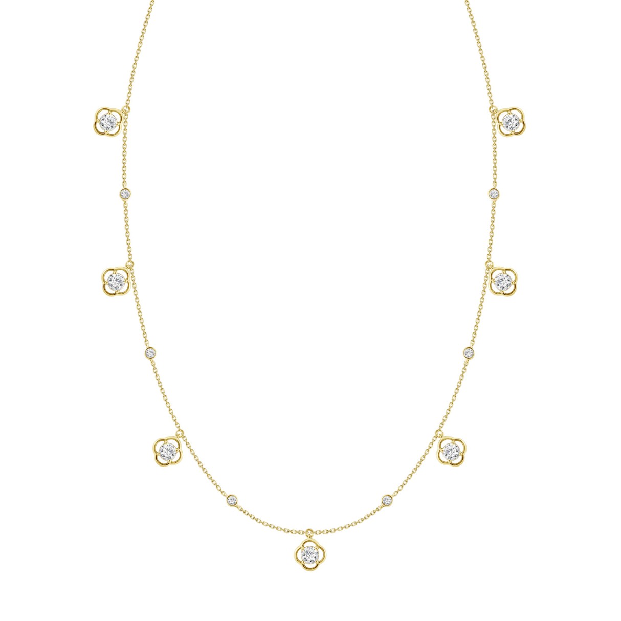 14K YELLOW GOLD 1 1/2CT ROUND DIAMOND LADIES NECKLACE - Image 1