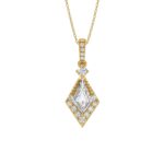 14K YELLOW GOLD 1 1/4CT ROUND/KITE STEP CUT DIAMOND LADIES PENDANT
