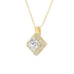 14K YELLOW GOLD 1 1/4CT ROUND/PRINCESS DIAMOND LADIES PENDANT WITH CHAIN (CENTER STONE PRINCESS DIAMOND 1CT - Image 3
