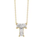 14K YELLOW GOLD 1.00CT FANCY CUT ALPHABET DIAMOND LADIES PENDANT WITH CHAIN