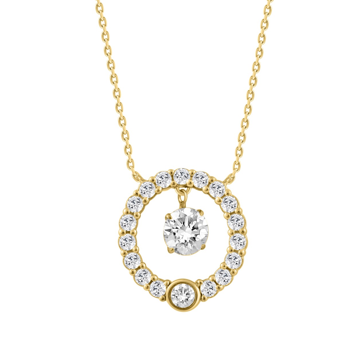 14K YELLOW GOLD 1.00CT ROUND DIAMOND LADIES NECKLACE - Image 1