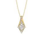 14K YELLOW GOLD 1.00CT ROUND/BAGUETTE/KITE STEP CUT DIAMOND LADIES PENDANT