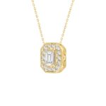 14K YELLOW GOLD 1.00CT ROUND/EMERALD DIAMOND LADIES PENDANT (CENTER STONE EMERALD DIAMOND 3/4CT) - Image 3