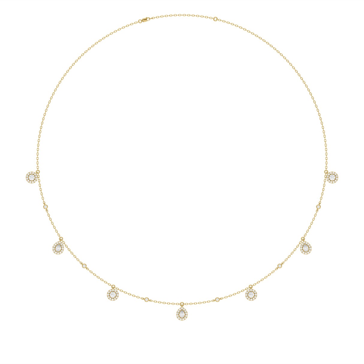 14K YELLOW GOLD 1.00CT ROUND/PEAR DIAMOND LADIES NECKLACE - Image 1