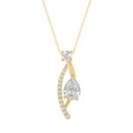 14K YELLOW GOLD 1.00CT ROUND/PEAR DIAMOND LADIES PENDANT