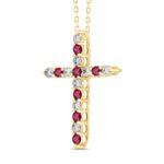 14K YELLOW GOLD 3/4CT ROUND DIAMOND LADIES PENDANT (RUBY ROUND DIAMOND 3/8CT) - Image 3