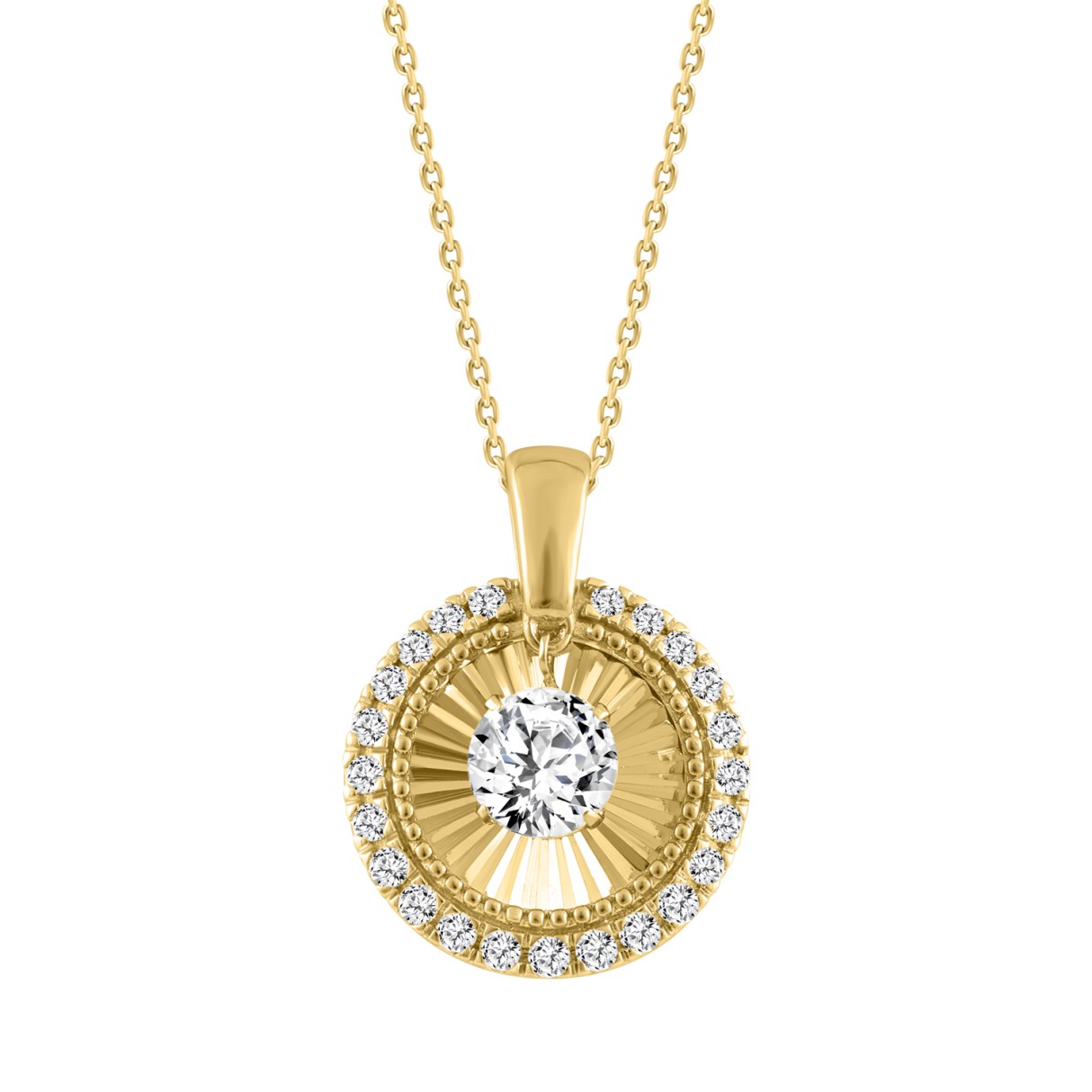 14K YELLOW GOLD 3/4CT ROUND DIAMOND LADIES PENDANT WITH CHAIN - Image 1