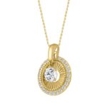 14K YELLOW GOLD 3/4CT ROUND DIAMOND LADIES PENDANT WITH CHAIN - Image 3