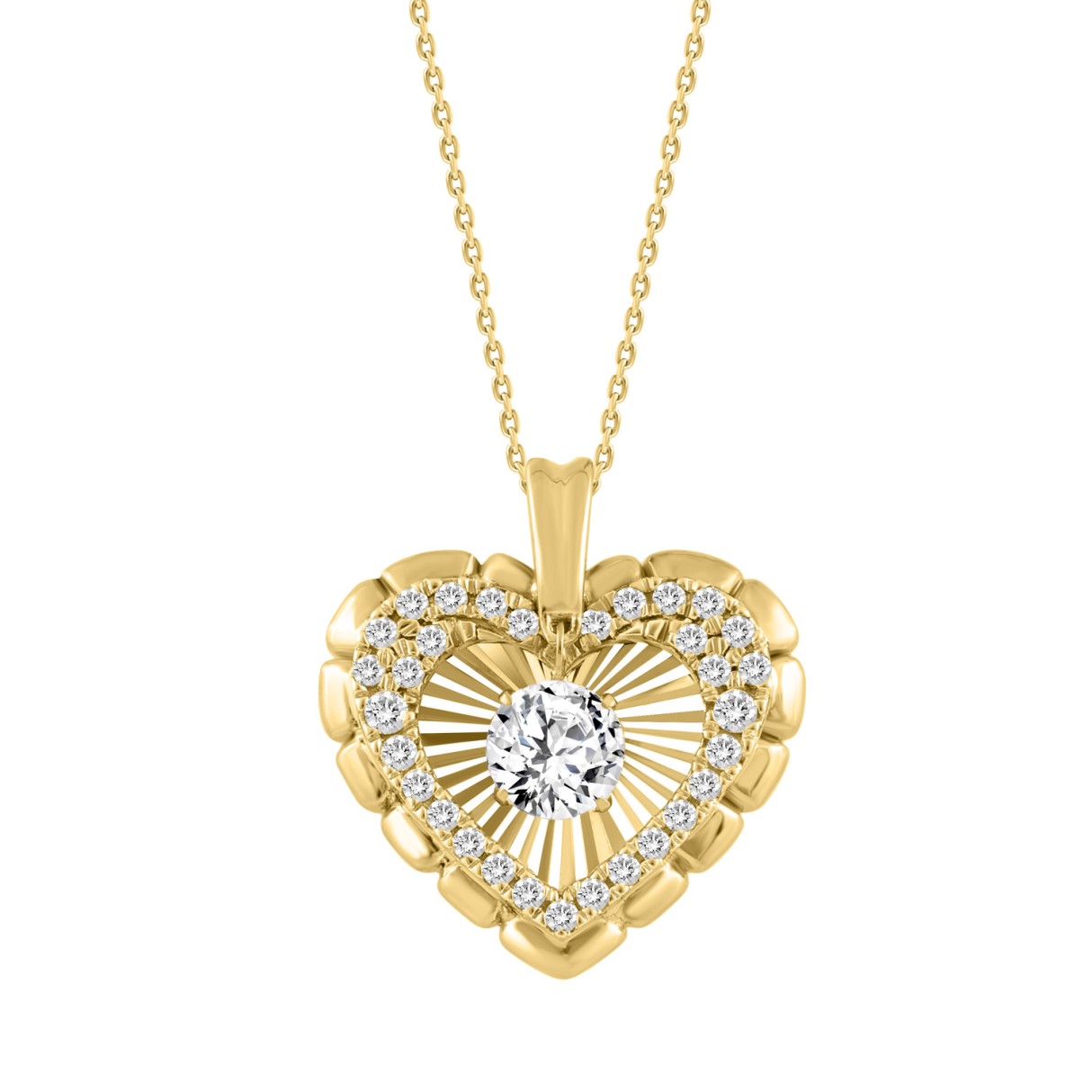 14K YELLOW GOLD 3/4CT ROUND DIAMOND LADIES PENDANT WITH CHAIN - Image 1