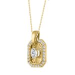 14K YELLOW GOLD 3/4CT ROUND DIAMOND LADIES PENDANT WITH CHAIN - Image 3