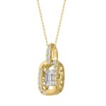 14K YELLOW GOLD 3/4CT ROUND/EMERALD DIAMOND LADIES PENDANT WITH CHAIN (CENTER STONE EMERALD DIAMOND 1/2CT) - Image 3