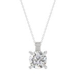 18K WHITE GOLD 1.00CT ROUND DIAMOND SOLITAIRE PENDANT WITH CHAIN (TALON CLAWS LOCK)