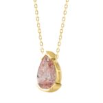 ETERNAL BLUSH COLLECTION 1 1/2CT LADIES SOLITAIRE PENDANT WITH CHAIN  PEAR DIAMOND 14K YELLOW GOLD (CENTER STONE PINK PEAR DIAMOND 1 1/2CT) - Image 2