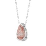 ETERNAL BLUSH COLLECTION 2.00CT LADIES SOLITAIRE PENDANT WITH CHAIN PEAR DIAMOND 14K WHITE GOLD (CENTER STONE PINK PEAR DIAMOND 2.00CT) - Image 2