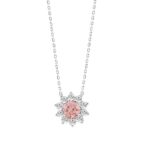 ETERNAL BLUSH COLLECTION LADIES NECKLACE 1 1/4CT ROUND DIAMOND 14K WHITE GOLD WITH CHAIN (CENTER STONE PINK ROUND DIAMOND 3/4CT)