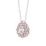 ETERNAL BLUSH COLLECTION LADIES PENDANT 1 1/4CT PINK ROUND DIAMOND/PEAR DIAMOND 14K WHITE GOLD WITH CHAIN (CENTER STONE PEAR DIAMOND 3/4CT) - Image 2