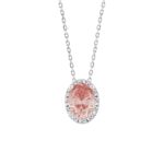 ETERNAL BLUSH COLLECTION LADIES PENDANT 1 1/4CT ROUND/OVAL DIAMOND 14K WHITE GOLD WITH CHAIN (CENTER STONE PINK OVAL DIAMOND 1CT)