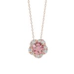 ETERNAL BLUSH COLLECTION LADIES PENDANT 1CT ROUND DIAMOND 14K ROSE GOLD WITH CHAIN (CENTER STONE PINK ROUND DIAMOND 3/4CT)