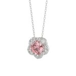 ETERNAL BLUSH COLLECTION LADIES PENDANT 1CT ROUND DIAMOND 14K WHITE GOLD WITH CHAIN (CENTER STONE PINK ROUND DIAMOND 3/4CT) - Image 3