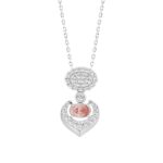 ETERNAL BLUSH COLLECTION LADIES PENDANT 1CT ROUND/OVAL DIAMOND 14K WHITE GOLD WITH CHAIN (CENTER STONE PINK OVAL DIAMOND 1/2CT)