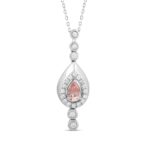 ETERNAL BLUSH COLLECTION LADIES PENDANT 3/4CT ROUND/PEAR DIAMOND 14K WHITE GOLD WITH CHAIN (CENTER STONE PINK PEAR DIAMOND 1/2CT)