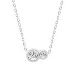 Ladies 3/4CT Round Lab Grown Diamond Ladies Necklace 10K Collection Linked Hearts White Gold (Color F-G -Clarity VS1/VS2)