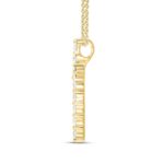 LADIES CROSS PENDANT WITH CHAIN 1CT ROUND DIAMOND 14K YELLOW GOLD - Image 3