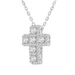 LADIES CROSS PENDANT WITH CHAIN 2 1/2CT ROUND DIAMOND 14K WHITE GOLD - Image 3